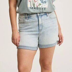 Torrid 5" Perfect High Waisted Vintage Denim Jean Short Sz 10 Light Blue